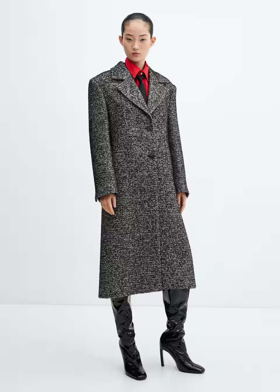 Long marbled coat -  Women | Mango United Kingdom | MANGO (UK)