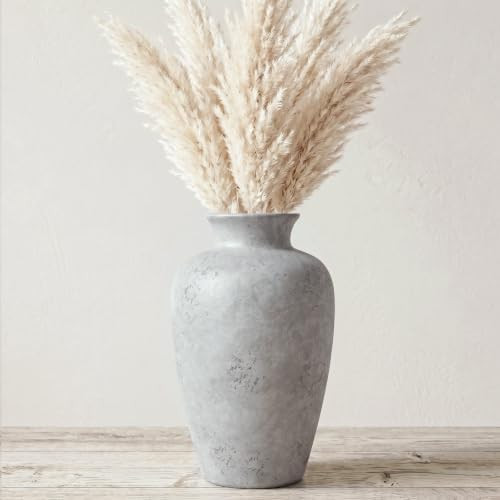 Large Handmade Retro Grey Ceramic Vase, Height 12 inches, Decorative Vase | Amazon (US)