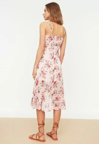 Vestido Trendyol Collection Midi Floral Rosa | Dafiti (BR)