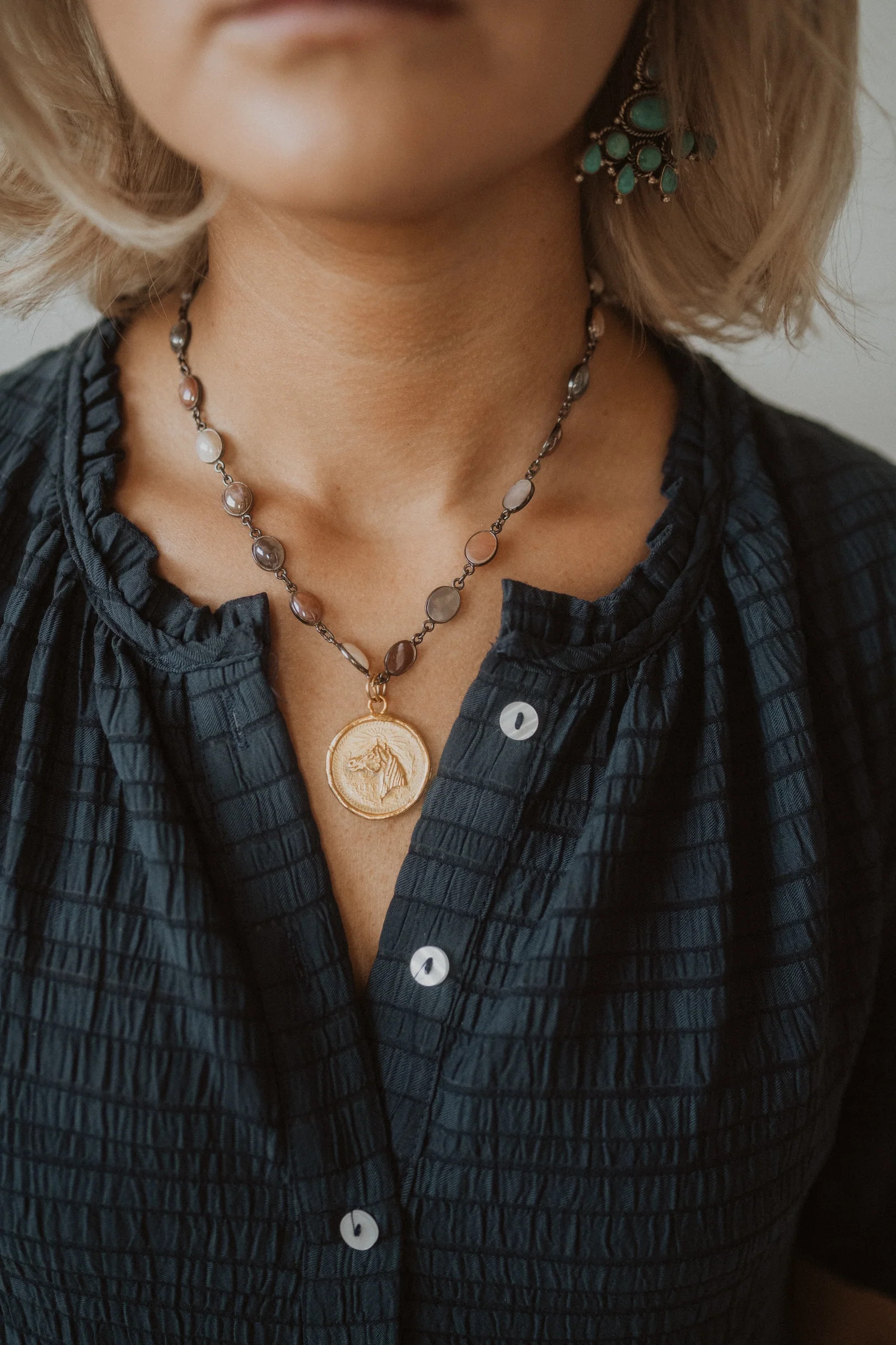 El Caballo Necklace | Multi Moonstone | Goldie Lew Jewelry