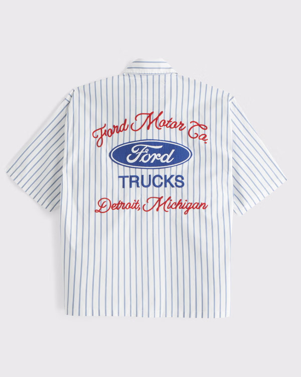 Men's Short-Sleeve Cropped Ford Button-Up Shirt | Men's Tops | Abercrombie.com | Abercrombie & Fitch (US)