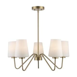 Hampton Bay Anaya 5-Light Gold Chandelier Light Fixture with White Glass Shades RS2207233 - The H... | The Home Depot
