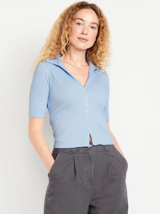 Ribbed Button-Down Polo | Old Navy (US)