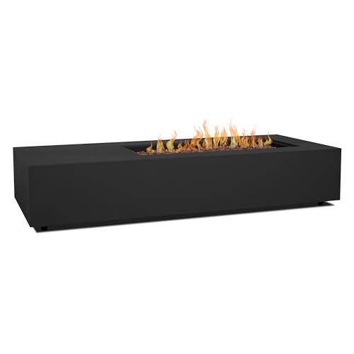 Real Flame Aegean 72in Rectangle Propane or Natural Gas Fire Pit Table, 65,000 BTU, Powder-Coated Steel, Push-Button Ignition, CSA Certified, Stainless Steel Burner with Lid (Black) | Amazon (US)