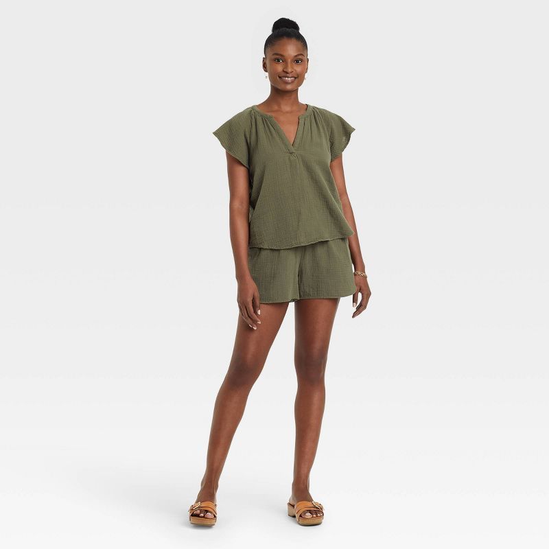 Women's Flutter Short Sleeve Blouse - Universal Thread™ | Target