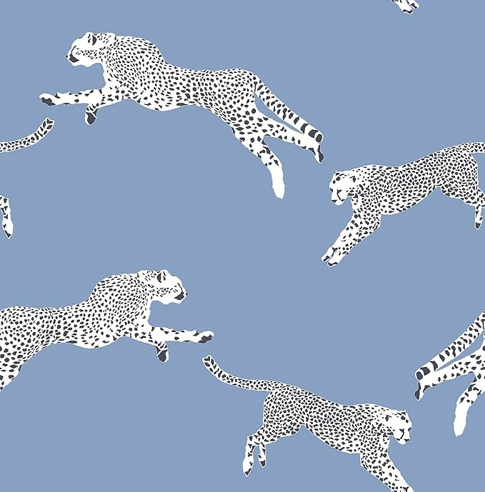 Scalamandre Cloud Nine Leaping Cheetah Peel & Stick Wallpaper Blue | Amazon (US)