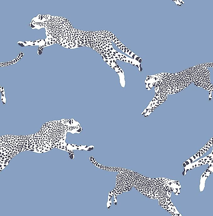 Scalamandre Cloud Nine Leaping Cheetah Peel & Stick Wallpaper Blue | Amazon (US)