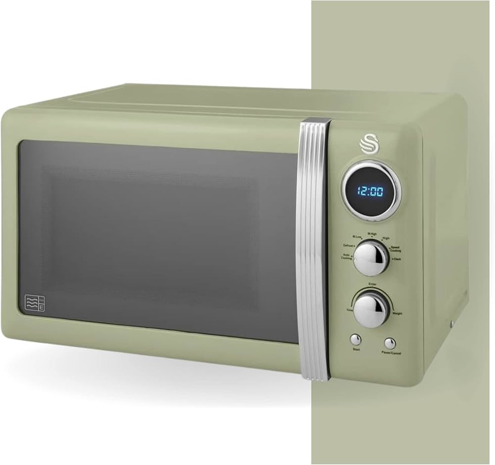 Swan Retro LED Digital Microwave Green, 20L, 800W, 5 Power Levels Including Defrost Setting, SM22... | Amazon (UK)