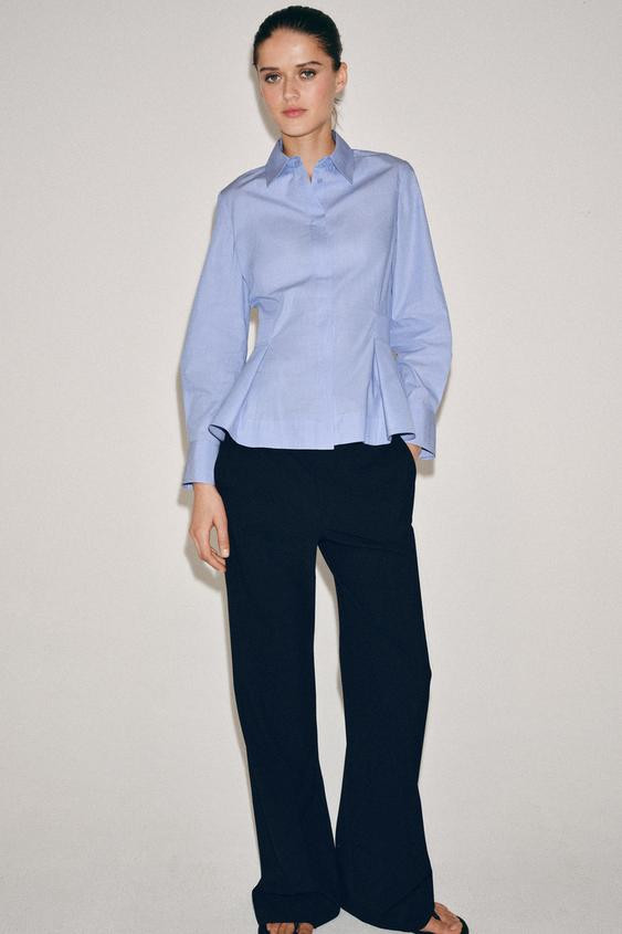 ZW COLLECTION PEPLUM POPLIN SHIRT | Zara US