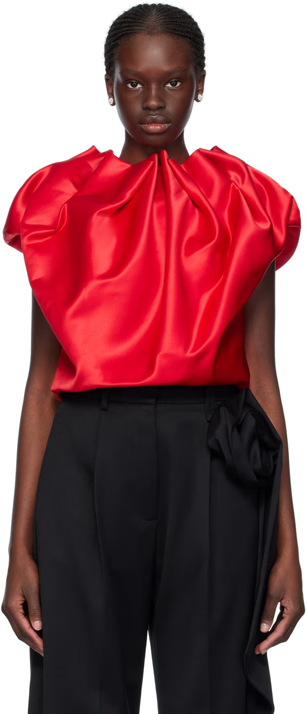 Red Pleated Top | SSENSE