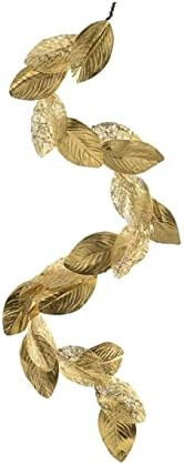 Serene Spaces Living Gold Magnolia Leaf Garland, Ornament for Holiday Décor, Measures 48" Long | Amazon (US)