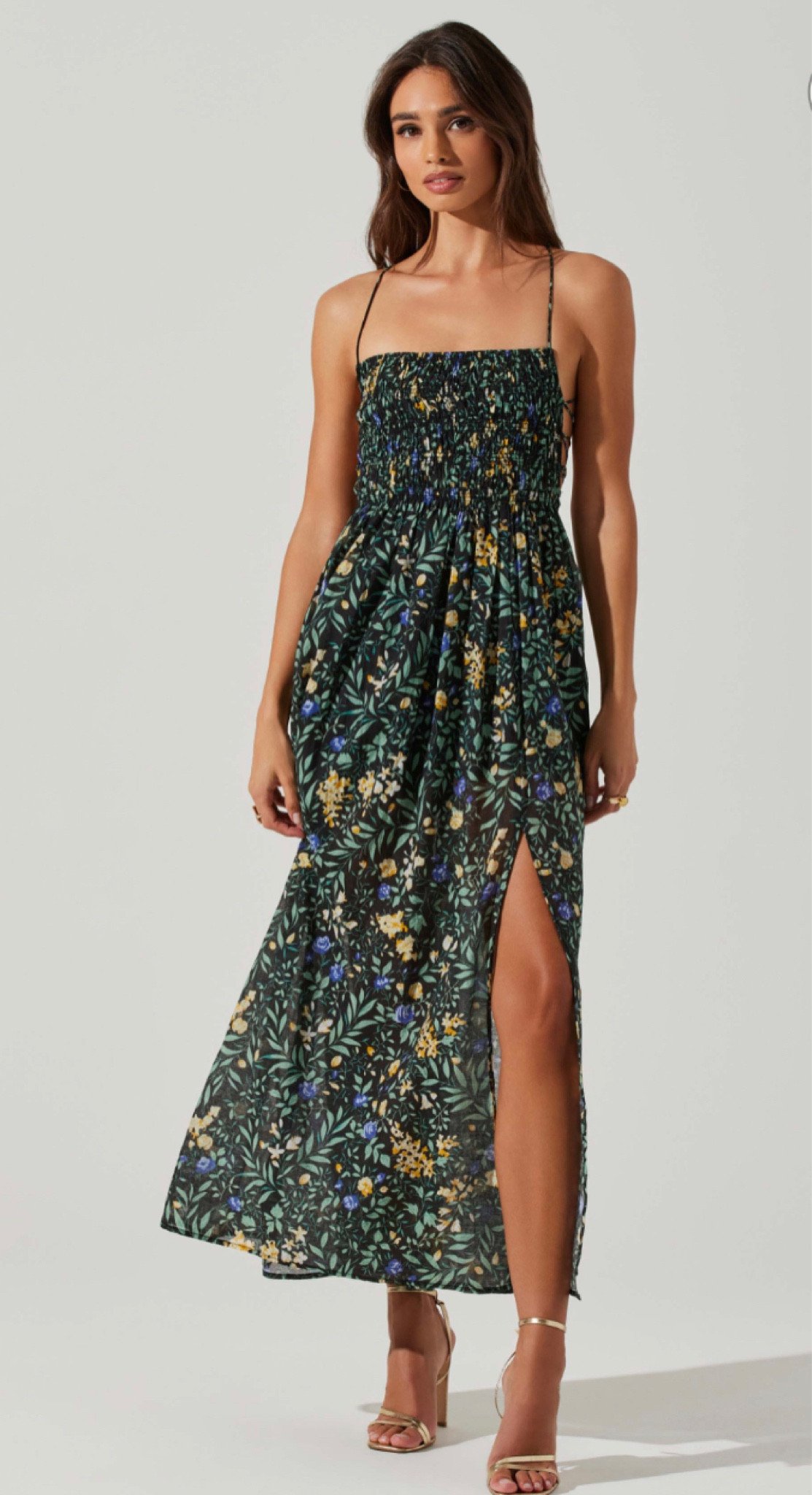 green dress witchery Green Floral Print Jacquard Mini Dress - Event Dresses main image 1