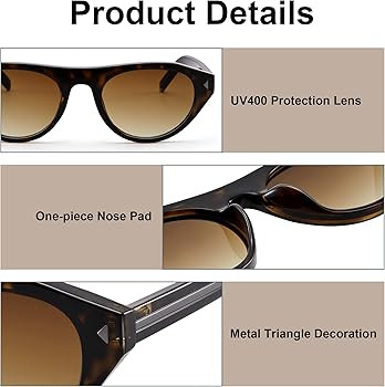 AZorb Retro Small Oval Cat Eye Sunglasses for Women Men, Narrow Vintage Flat Top Sun Glasses with... | Amazon (US)
