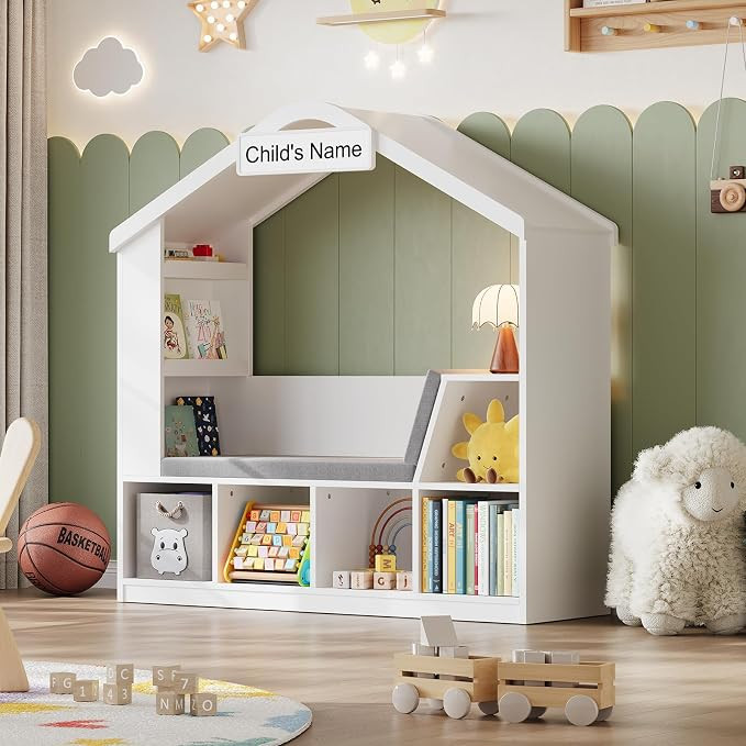 Kids Bookshelf with Reading Nook, Toy Storage Organizer | For Toddlers, Preschoolers & Kids, Mont... | Amazon (US)