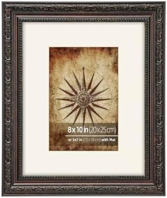 8x10 Vintage Dark Bronze with Scrollwork Ornate Accents Classic Picture Frame, Matted for 5x7 inc... | Amazon (US)