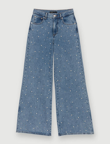 Wide-leg jeans with bead embellishment | Maje US