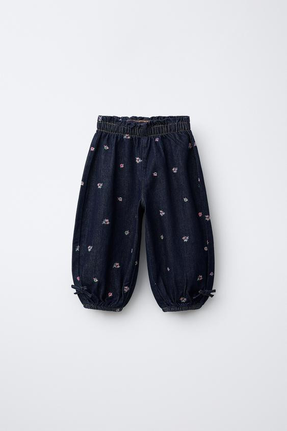 EMBROIDERED FLOWER SAROUEL TROUSERS | Zara UK