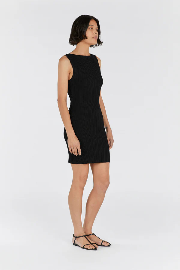 SIENNA BLACK KNIT MINI DRESS | DISSH