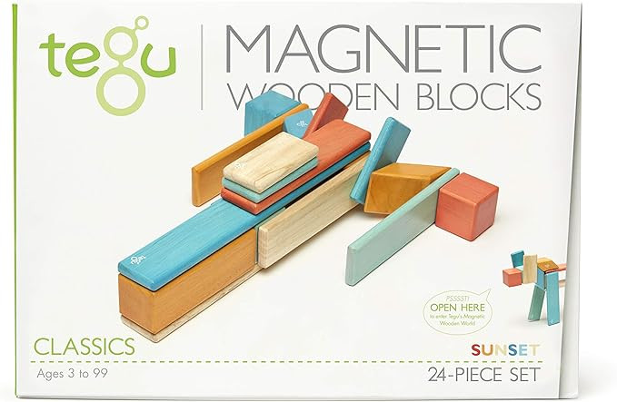 24 Piece Tegu Magnetic Wooden Block Set, Sunset, 1-99 years old | Amazon (US)