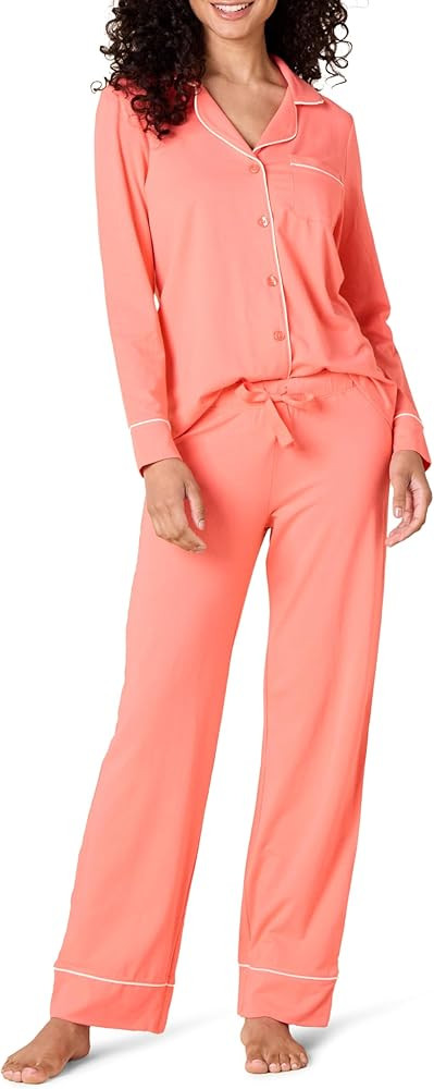 Amazon Essentials Women's Long Sleeve Cotton Modal Pajama Set, Loungewear with Full-Length Bottom | Amazon (US)