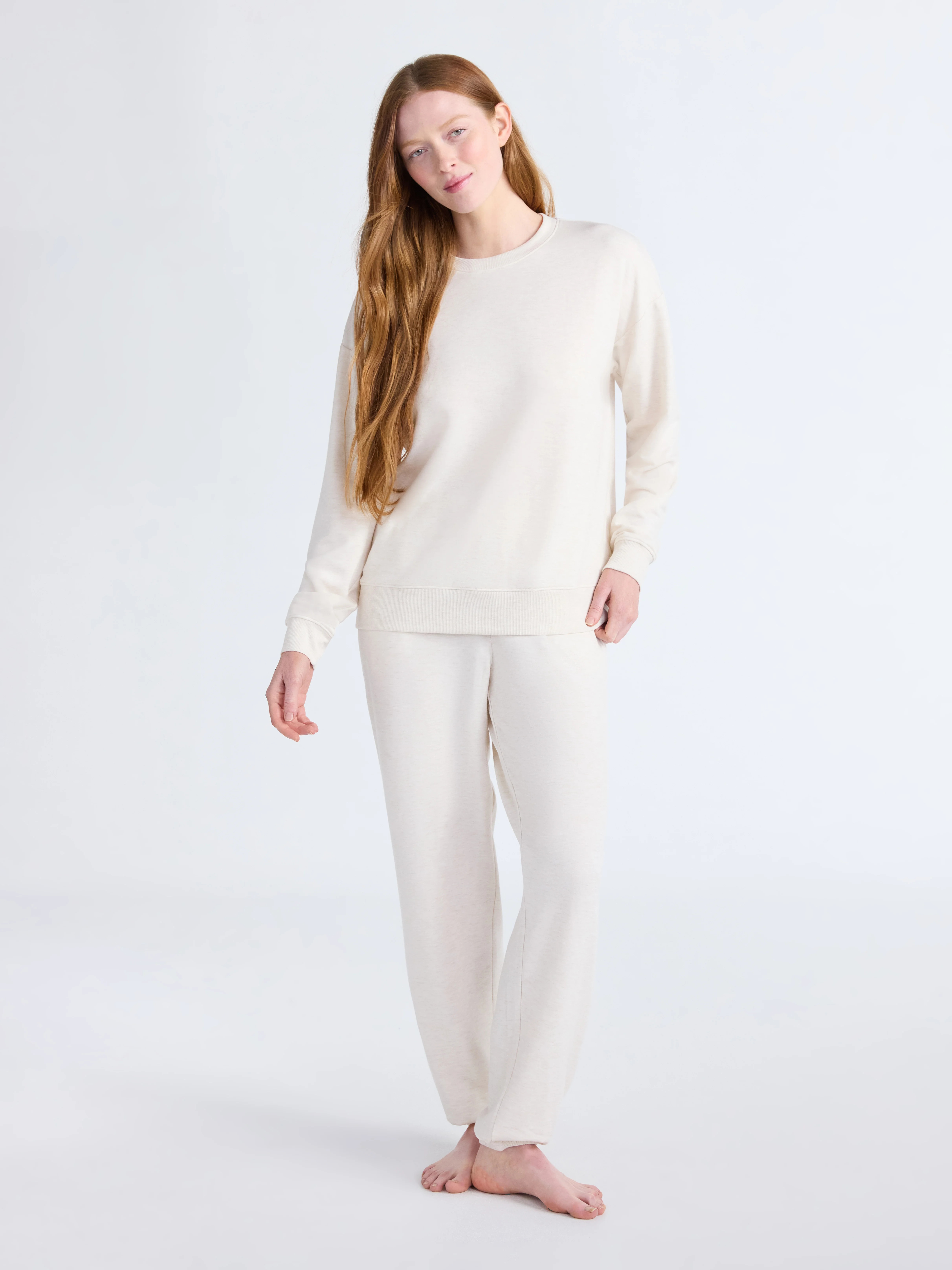 Joyspun Women’s Fleece Long Sleeve Top and Joggers Lounge Set, 2-Piece, Sizes XS-3X | Walmart (US)