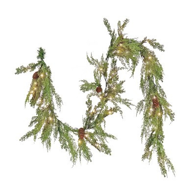 HGTV Home Collection 6ft Pre Lit Artificial Christmas Garland, Cedar Branch Tips , Decorated with... | Target
