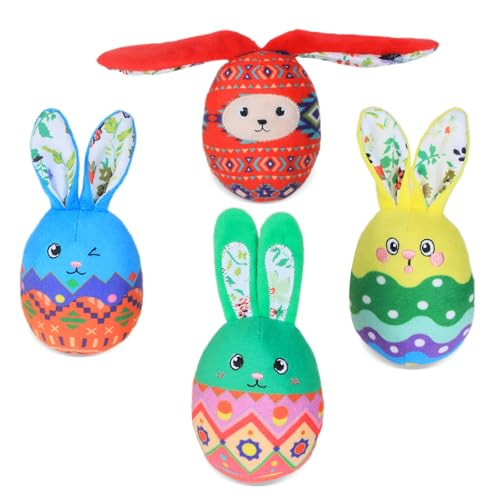 Veloisen 4 Pcs Easter Bunny Egg Dog Toys for Small Dogs Squeaky Small Dog Toys Durable Push Puppy Toys for Chewing Interactive with Crinkle Paper for Small Medium Dogs Easter Day Gift | Amazon (US)