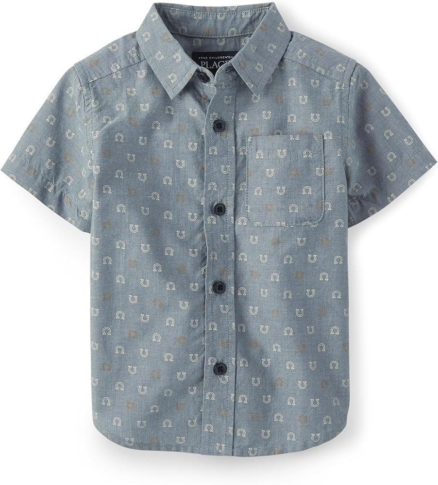 The Children's Place Baby Boy's and Toddler Poplin Short Sleeve Button Down Shirt | Amazon (US)