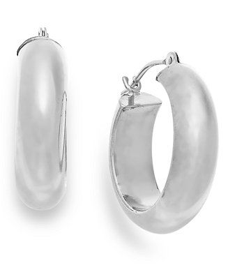 Macy's Wide Hoop Earrings in 10k White Gold - Macy's | Macy's