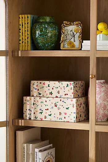 Printed Fabric Covered Boxes, Set of 2 | Anthropologie (US)