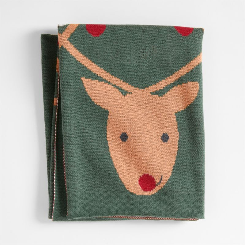 Reindeer Organic Cotton Baby Christmas Stroller Blanket | Crate & Kids | Crate & Barrel