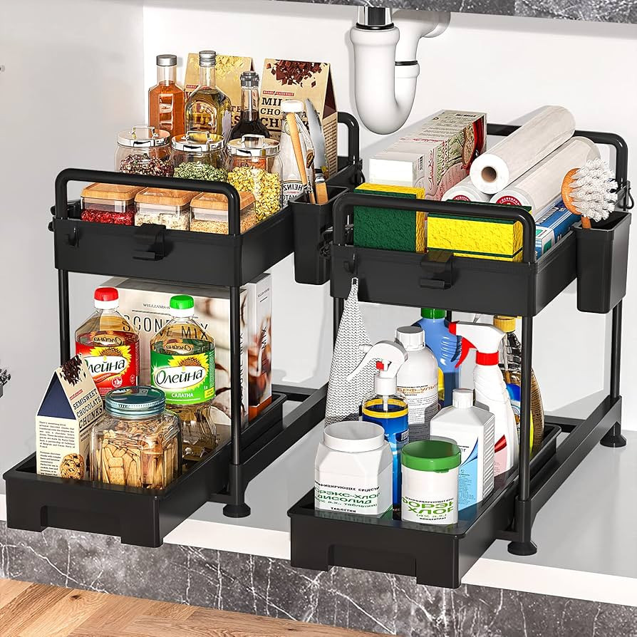 SOYO Under Sink Organizers and Storage 2 Pack, Bathroom Organizer Under Cabinet Storage, Undersin... | Amazon (US)