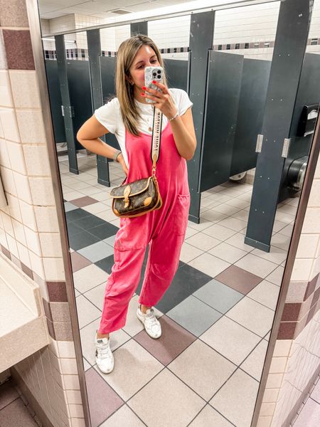 My favorite travel outfit! Always traveling in my free people hot shot onesie. Size down one! I wear a small. Sneakers and tee fit true to size. 

#LTKtravel #LTKfindsunder100