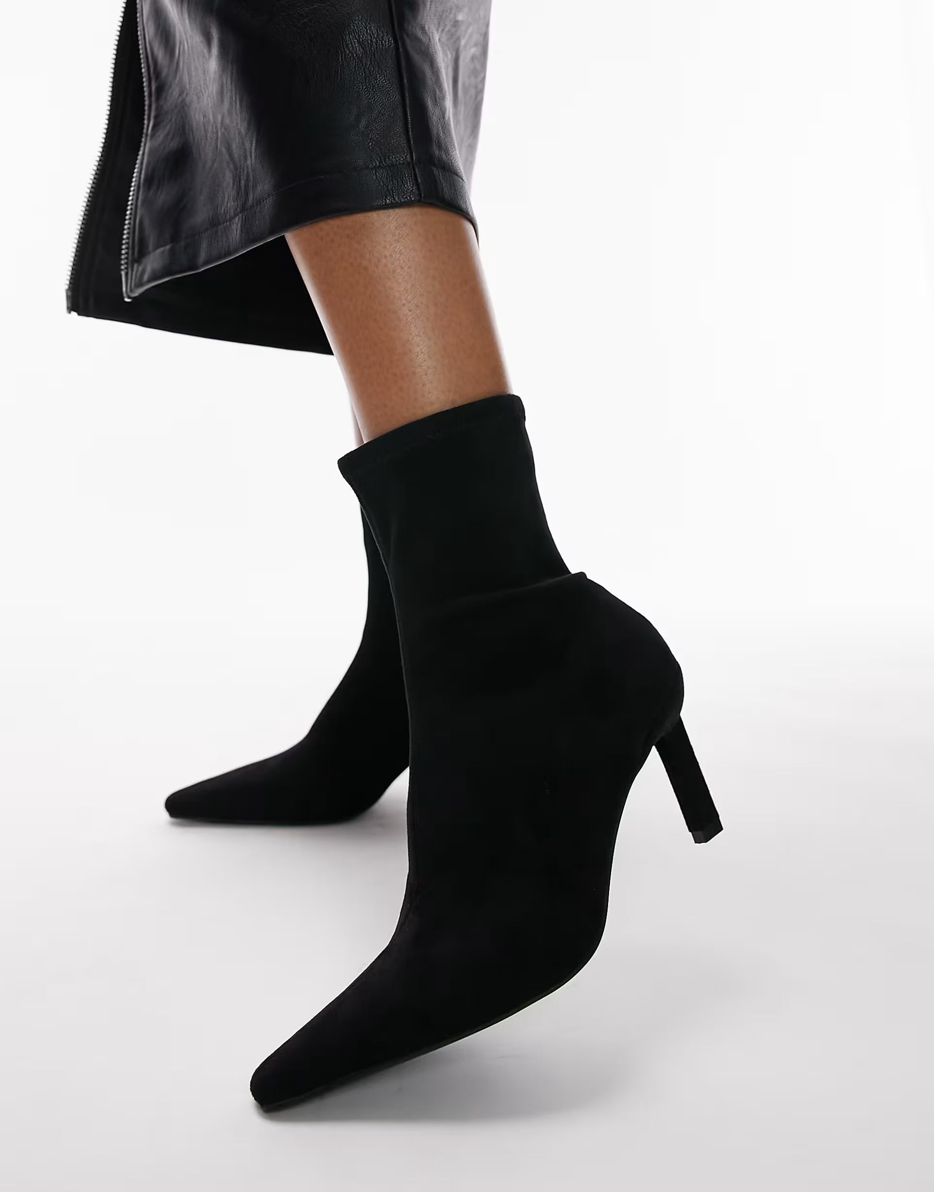 Topshop Olive pointed heeled sock boot in black | ASOS (Global)