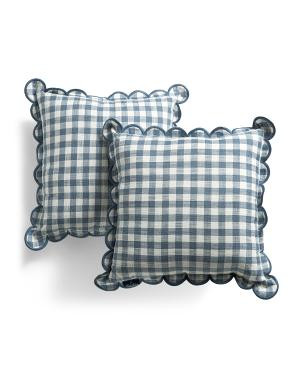 2pk 18x18 Indoor And Outdoor Gingham Scalloped Pillows | TJ Maxx