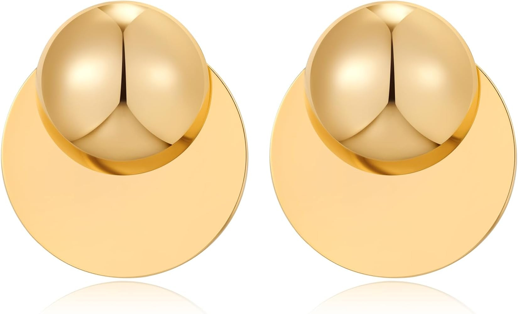 FAMARINE Big Disc Drop Earrings Gold Dangle Earrings Round Hammered Earrings Women | Amazon (US)