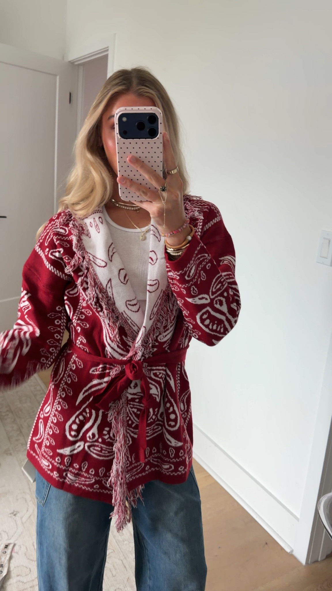 Amazon size small Saodimallsu Womens Fall Tassel Shawl Collar Cardigan Paisley Wrap Sweaters Coats with Belt,Long sleeve,Boho style,Bandana Pattern,Elegant Fringe Cardigan,2026 Fall Fashion,Soft Knit