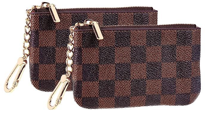 Rita Messi Luxury Checkered Zip Coin Pouch Purse Change Holder Wallet with Key Chain 2 pcs Set (0... | Amazon (US)