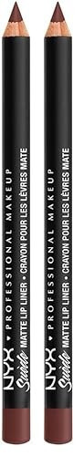 NYX PROFESSIONAL MAKEUP Suede Matte Lip Liner, Velvety-Smooth, Long-Lasting Formula For A Defined Lip Makeup Look - Cold Brew (Brown) (Pack of 2) | Amazon (US)