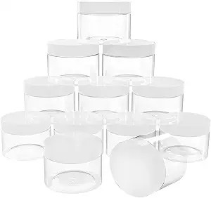 4 oz Plastic Pot Jars Round Clear Leak Proof Plastic Cosmetic Container Jars with White Lids for ... | Amazon (US)