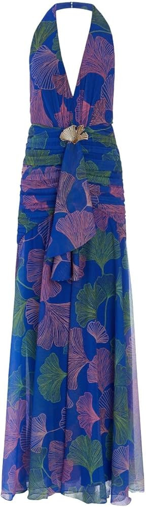 Amazon.com: PATBO, Ocean Leaf Halterneck Maxi Dress, 2, Blue : Luxury Stores | Amazon (US)