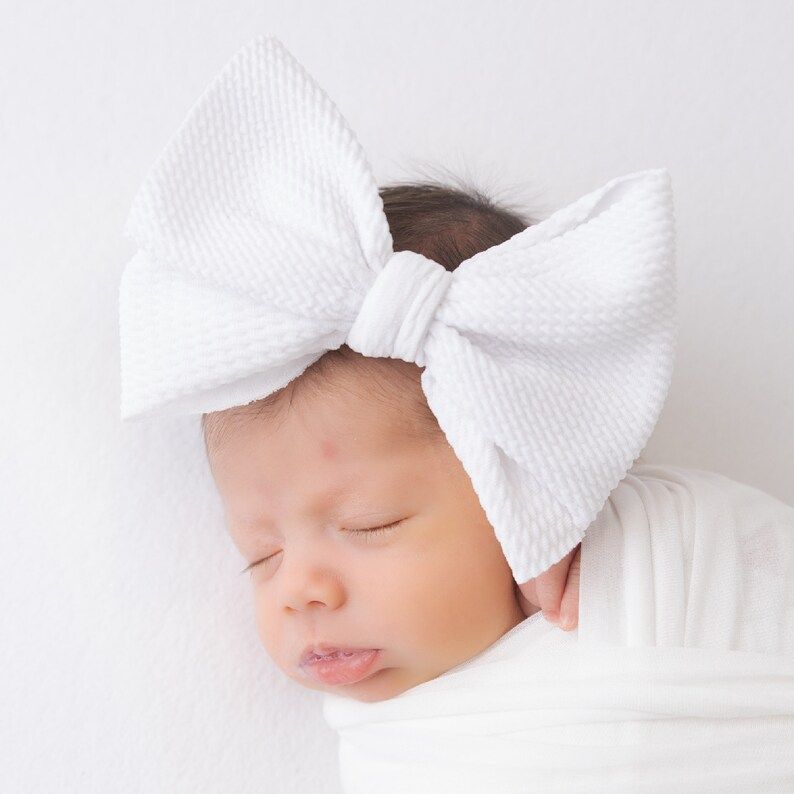 Big Bow Baby Headband, Nylon baby headbands, Valentines Headband, Newborn headband, Valentine Bab... | Etsy (US)