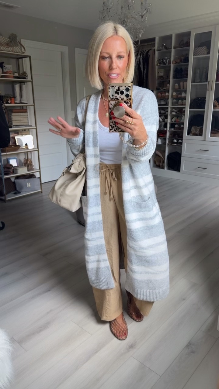Cardigan medium
Tank small
Pants medium

#LTKootd #LTKmomlife #LTKSaleAlert