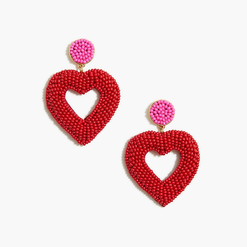 Beaded heart statement earrings | J.Crew Factory