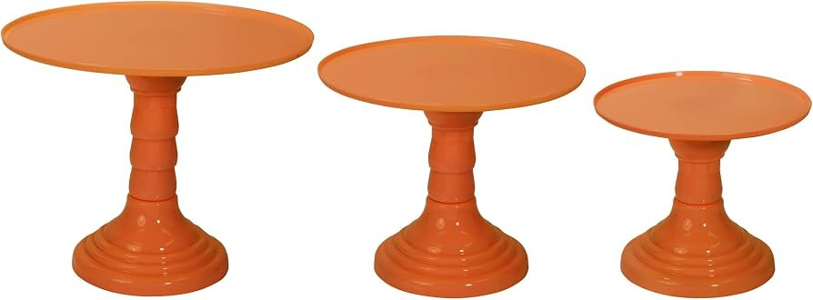 3 Pieces Colorful Plastic Pedestal Cake Stand Set 1x 9in x 7.5in, 1x 11in x 9in, 12.5in x 10in (O... | Amazon (US)
