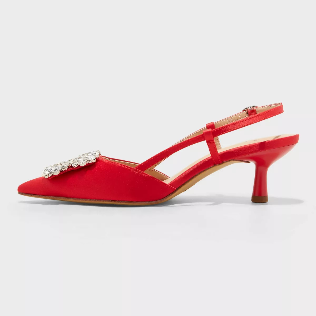 Women's Annette Satin Slingback Heels with Memory Foam Insole - A New Day™ | Target