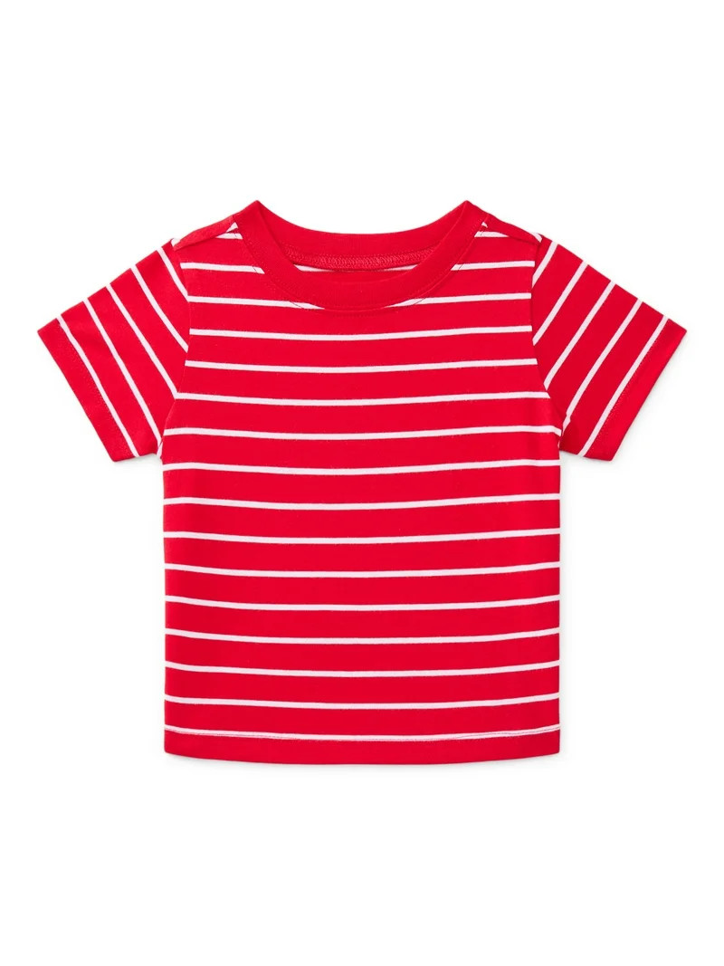 Wonder Nation Baby Boy Short Sleeve Striped T-Shirt, Sizes 0-24 Months | Walmart (US)