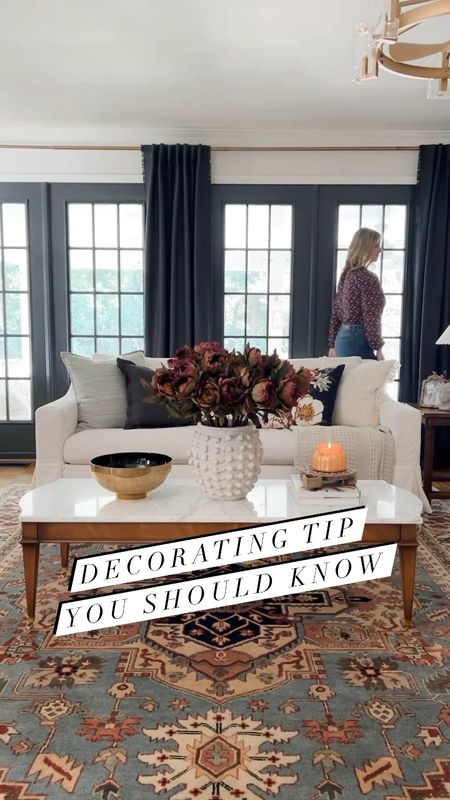 SAVE this as a reminder for the next time you decorate a room!

DECORATING TIP: Pick one starting point (like a rug or art) to base the rest of your home decor decisions.

You’ll end up with a cohesive space every single time! 

I used colors in our intricate vintage rug to choose pillows, curtains, and accents from @anthropologie for a quick fall refresh, and it all came together so perfectly because of that one simple decorating trick. 

I’d totally use these pieces year-round too (which saves $ and storage space). 

EXTRA TRICK:  
When planning to paint a room, choose the wall color last because it’s much easier to match paint to decor than the other way around. 

Next time you feel stuck, find your starting point and try it out! 

#ad #myanthropologie 

#LTKSeasonal #LTKhome #LTKstyletip