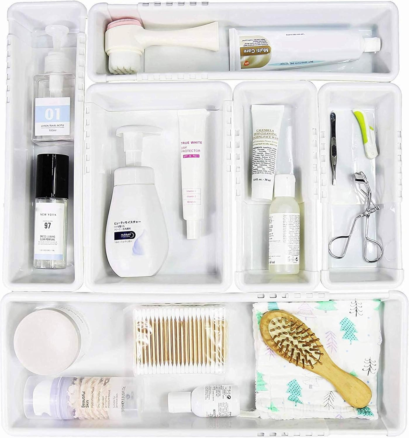 Mebbay 6 Pack Expandable Drawer Organizer Makeup Drawer Organizer Storage Bins Tray for Bathroom ... | Amazon (US)