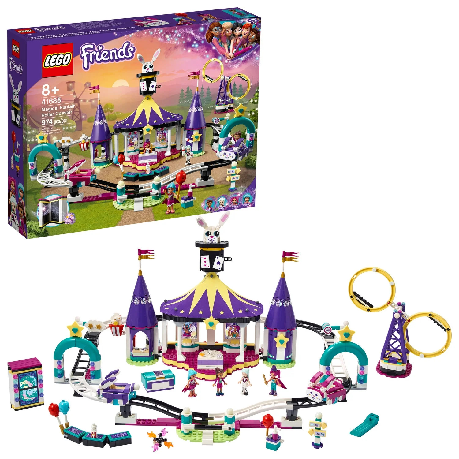 LEGO Friends Magical Funfair Roller Coaster 41685 Building Toy for Kids Who Love Theme Parks (974... | Walmart (US)